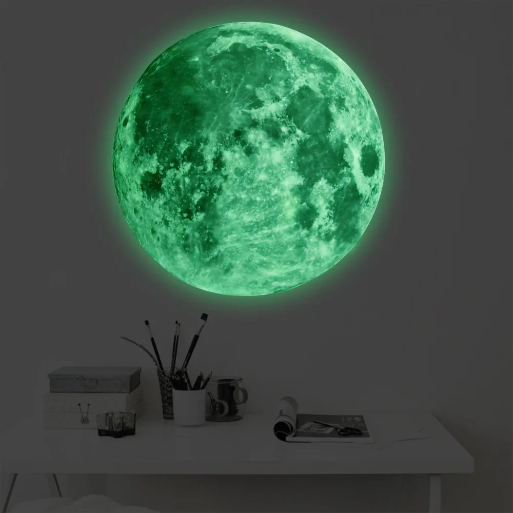 Pegatina de pared 3D luminosa de  la luna.