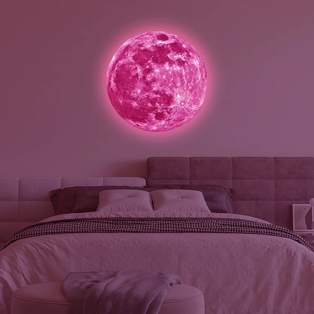 Pegatina de pared 3D luminosa de  la luna.