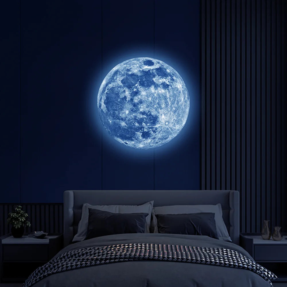 Pegatina de pared 3D luminosa de  la luna.